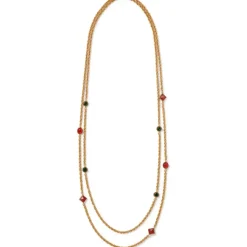 Algerian Cluster Double-Strand Station Necklace And Drop Earrings Set