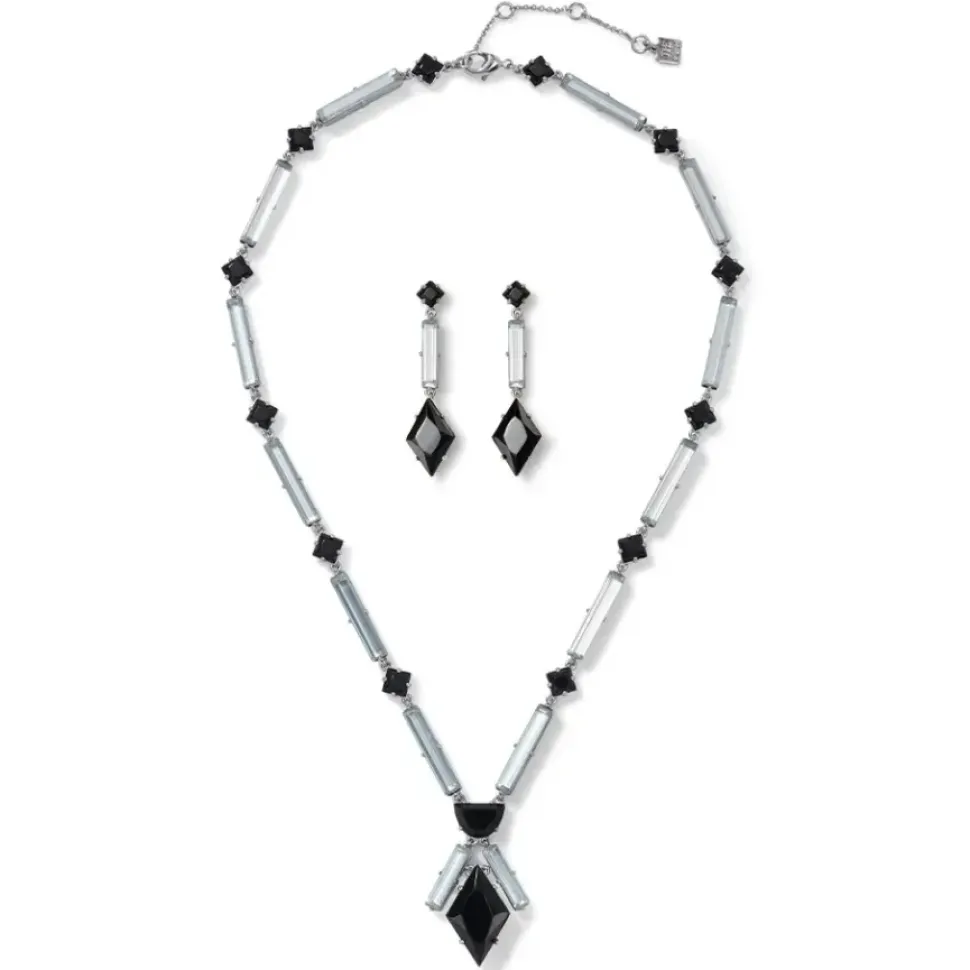 American Deco Pendant Necklace And Long Pendant Earrings Set