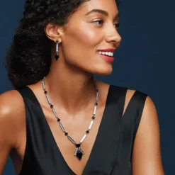 American Deco Pendant Necklace And Long Pendant Earrings Set