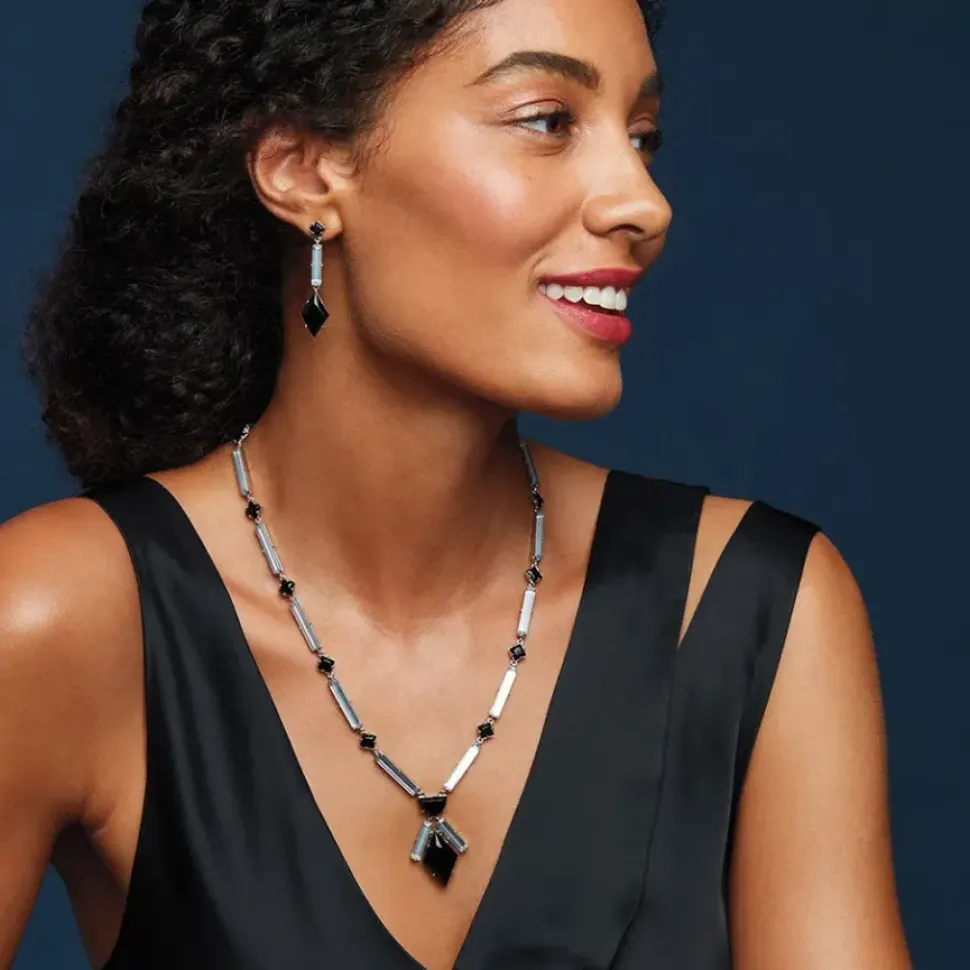 American Deco Pendant Necklace And Long Pendant Earrings Set
