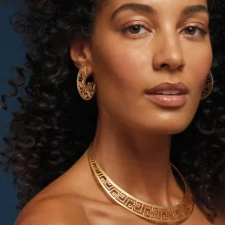 Ancient Fretwork Necklace & Earrings Set