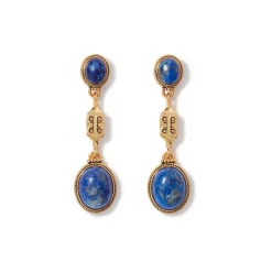 Ancient Gems Triple-Drop Lapis Earrings