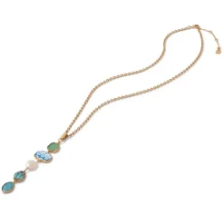 Ancient Mixed Motifs Glass Pendant Drop Necklace