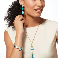 Ancient Mixed Motifs Glass Pendant Drop Necklace