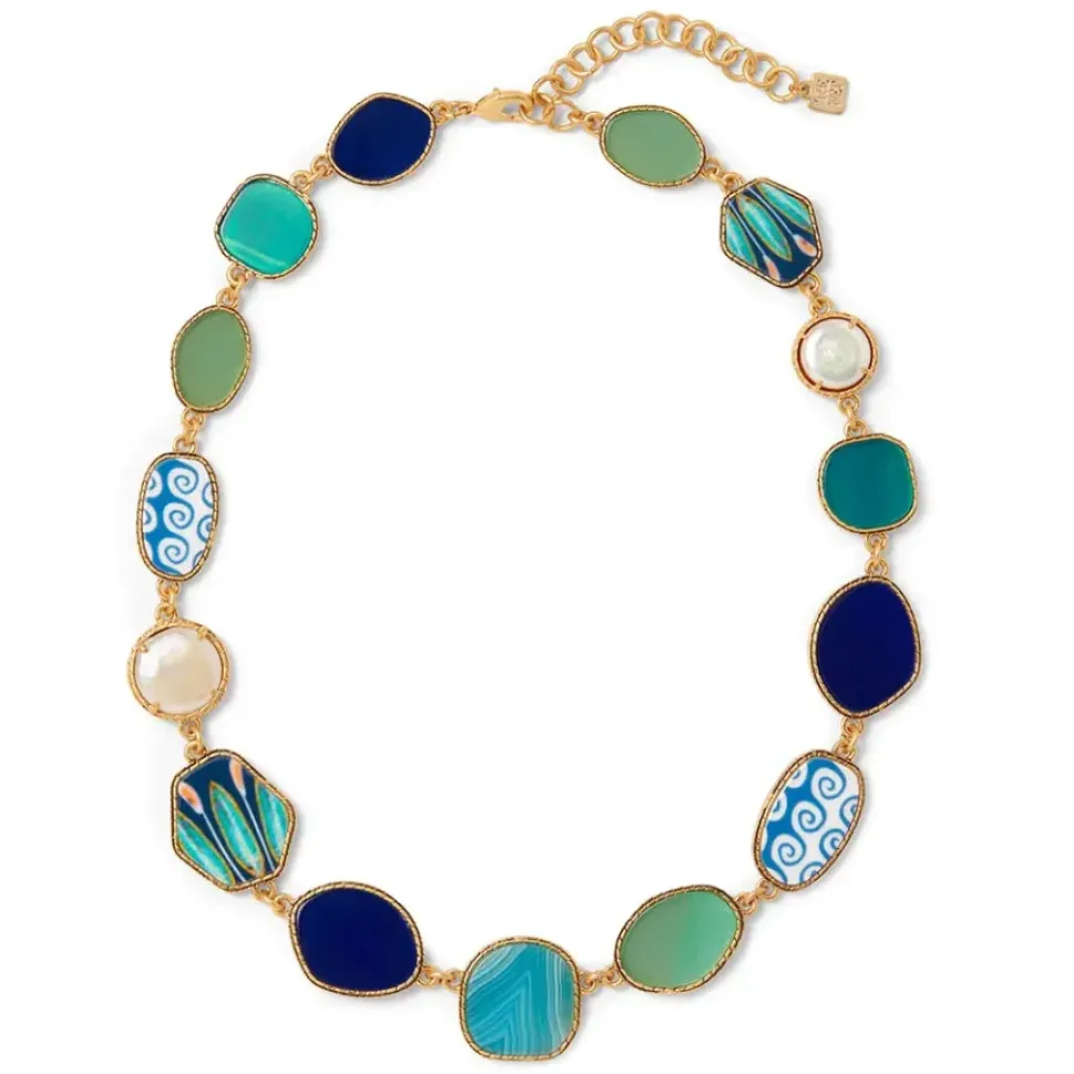 Ancient Mixed Motifs Glass Statement Necklace