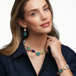 Ancient Mixed Motifs Glass Statement Necklace
