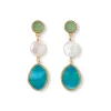 Ancient Mixed Motifs Glass Triple-Drop Earrings