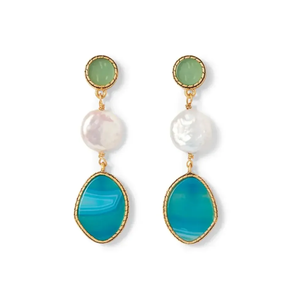 Ancient Mixed Motifs Glass Triple-Drop Earrings