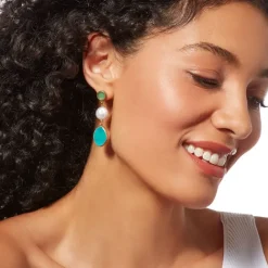 Ancient Mixed Motifs Glass Triple-Drop Earrings