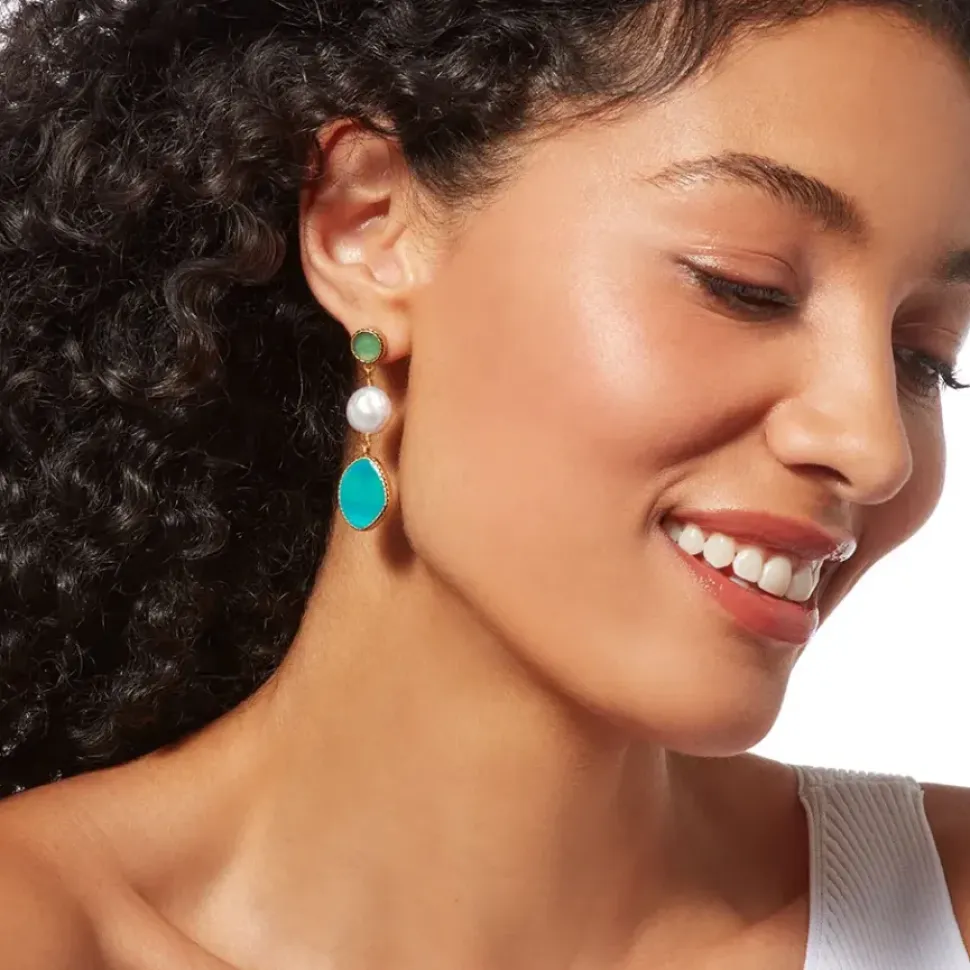 Ancient Mixed Motifs Glass Triple-Drop Earrings