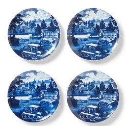 Blue & White American River View Salad Plate Set