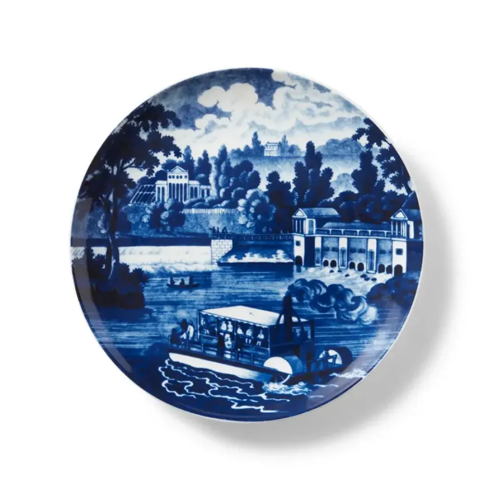 Blue & White American River View Salad Plate Set