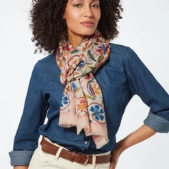 British Flowering Vines Embroidered Oblong Scarf