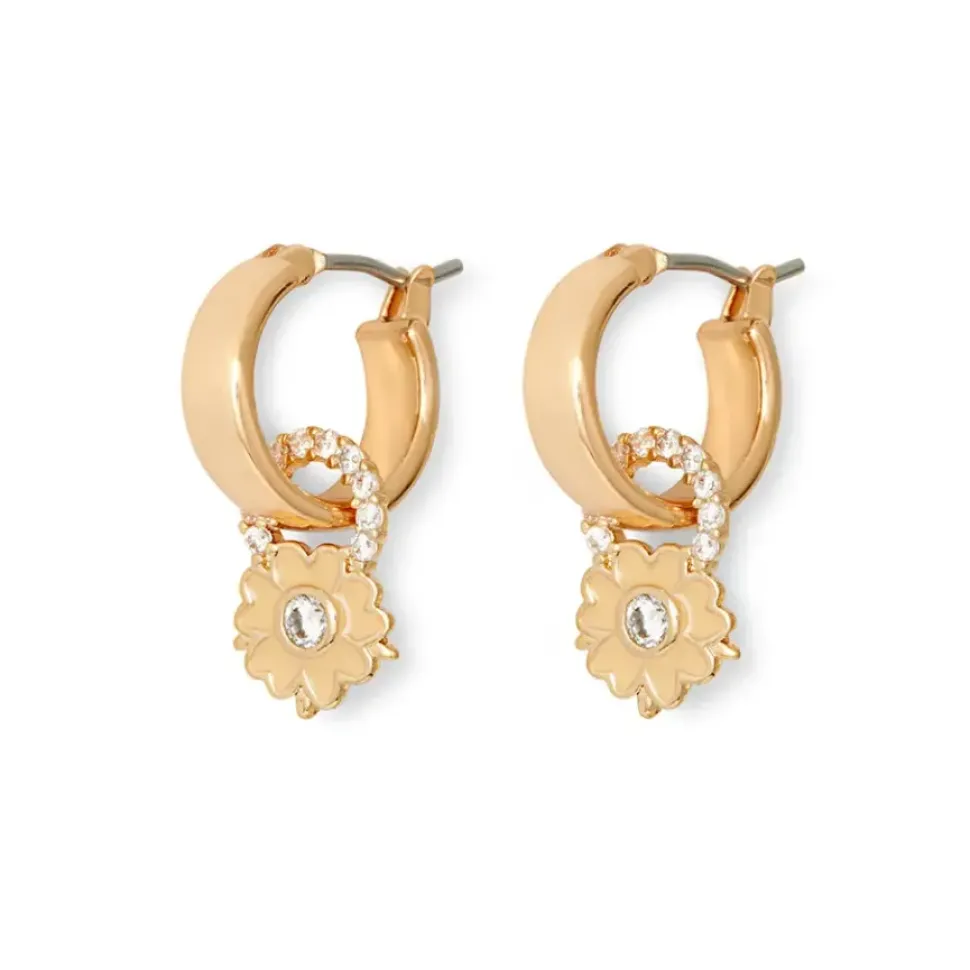 British Tree Of Life Small Hoop Earrings With Charms