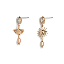 British Tree Of Life Triple-Drop Mismatched Earrings
