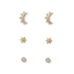 Celestial Symbols Stud Earrings Set