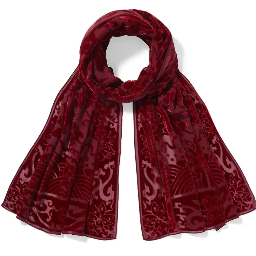 Chinese Phoenixes And Peonies Oblong Velvet Burnout Scarf