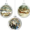 Currier & Ives Snowscapes Glass Disc Ornament Set