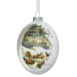 Currier & Ives Snowscapes Glass Disc Ornament Set