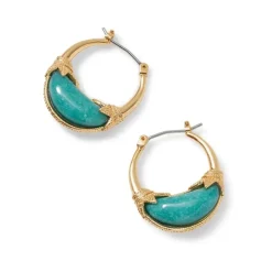 Cypriot Jade Crescent Hoop Earrings