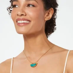 Cypriot Jade Crescent Pendant Necklace