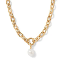 Cypriot Twist Pearl Chain Pendant Necklace