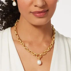 Cypriot Twist Pearl Chain Pendant Necklace
