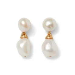Cypriot Twist Pearl Double-Drop Earrings