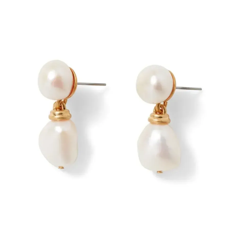 Cypriot Twist Pearl Double-Drop Earrings