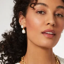 Cypriot Twist Pearl Double-Drop Earrings