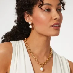Cypriot Twist Pearl Double-Drop Earrings
