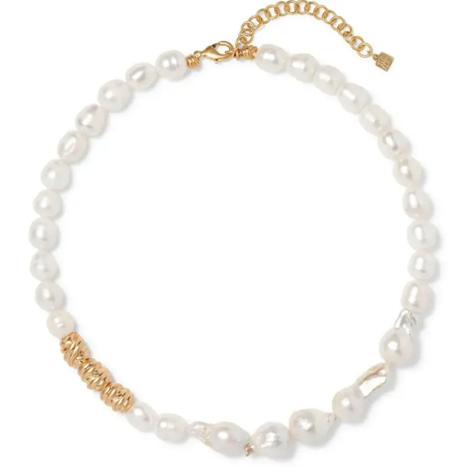 Cypriot Twist Pearl Necklace And Triple-Hoop Earrings Set