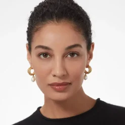 Cypriot Twist Pearl Triple-Hoop Earrings