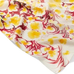 Daisy Garden Marbled Paper Oblong Silk Scarf