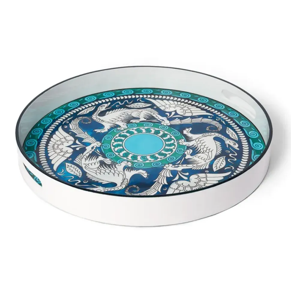 De Morgan Stylized Dragons Lacquer Tray