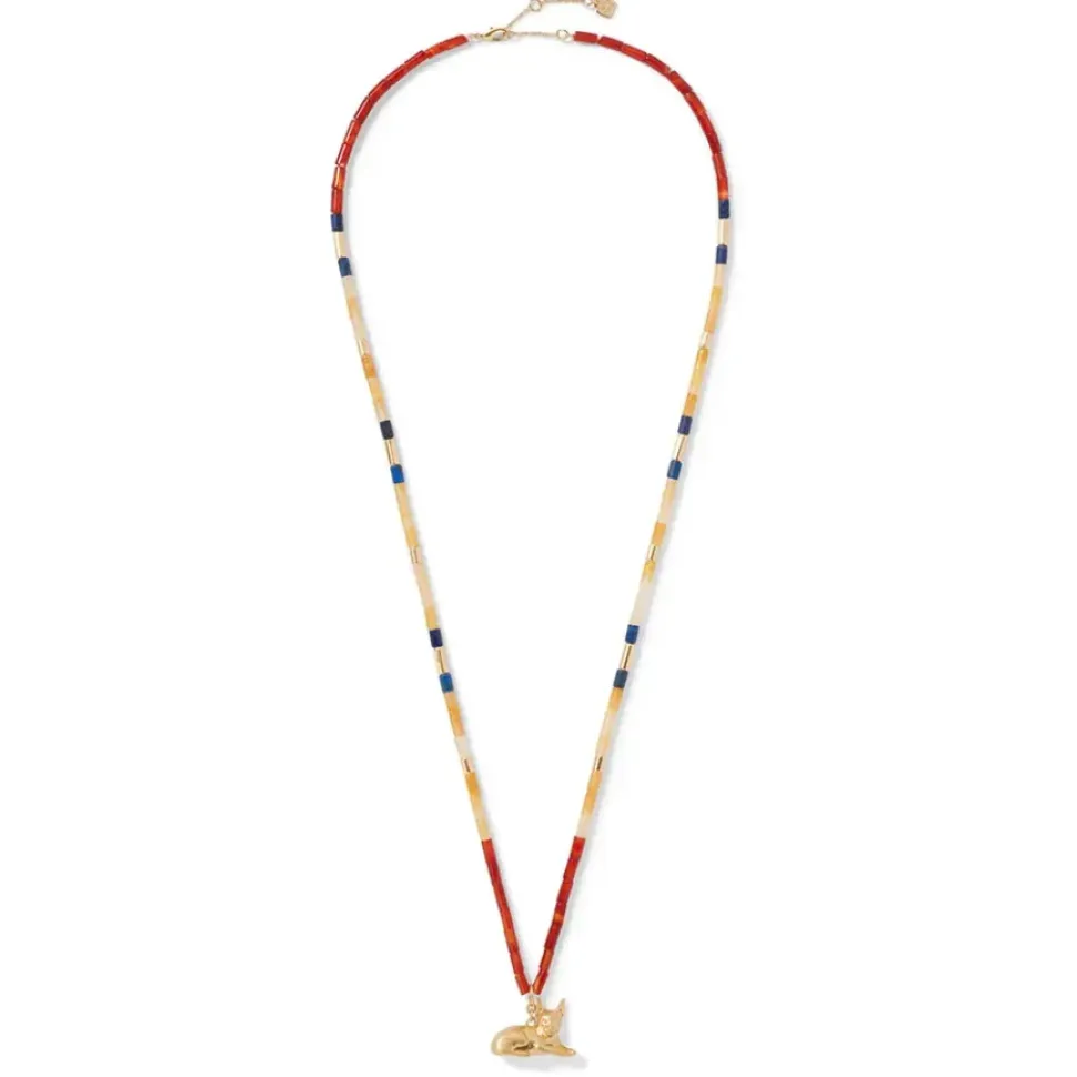 Egyptian New Kingdom Cat Beaded Pendant Necklace