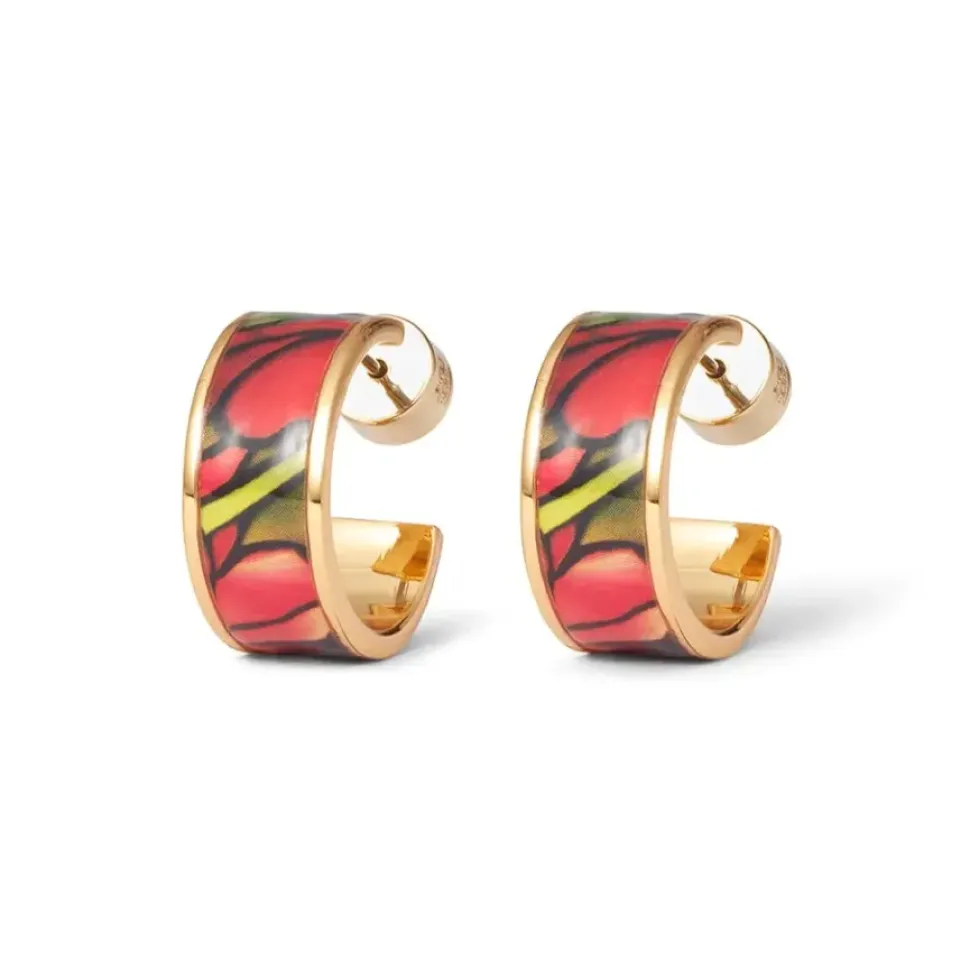 Favrile Tulip Enamel Hoop Earrings