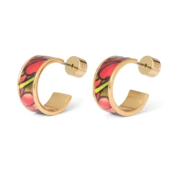 Favrile Tulip Enamel Hoop Earrings