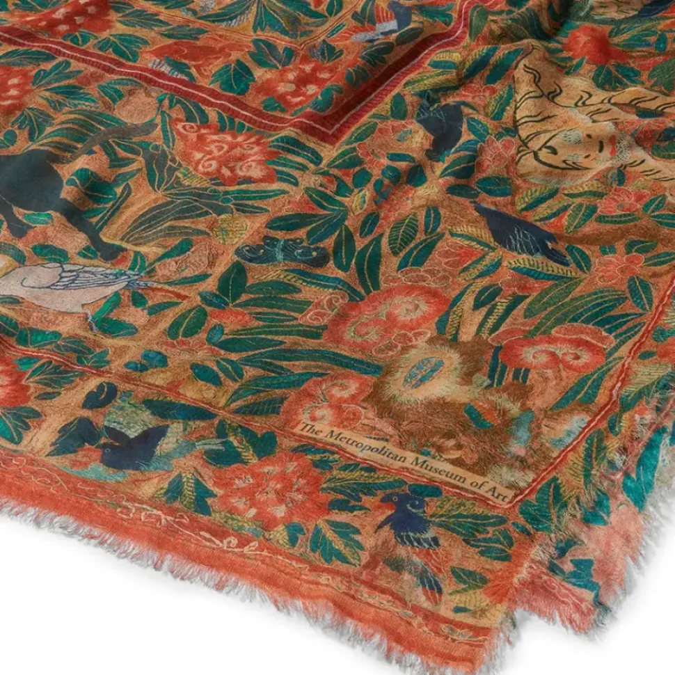 Flora And Fauna Oversize Cashmere-Blend Shawl