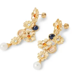 Floral Cluster Statement Drop Earrings