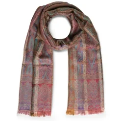 French Paisley Striped Oversize Wool-Blend Shawl
