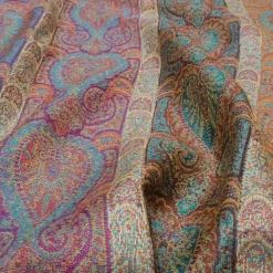 French Paisley Striped Oversize Wool-Blend Shawl