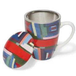 Gee'S Bend Pettway Quilt Design Covered Mug With Tea Infuser