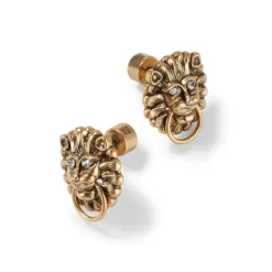 German Lion Door Knocker Stud Earrings