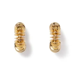 Golden Disc Necklace And Huggie Earrings Set
