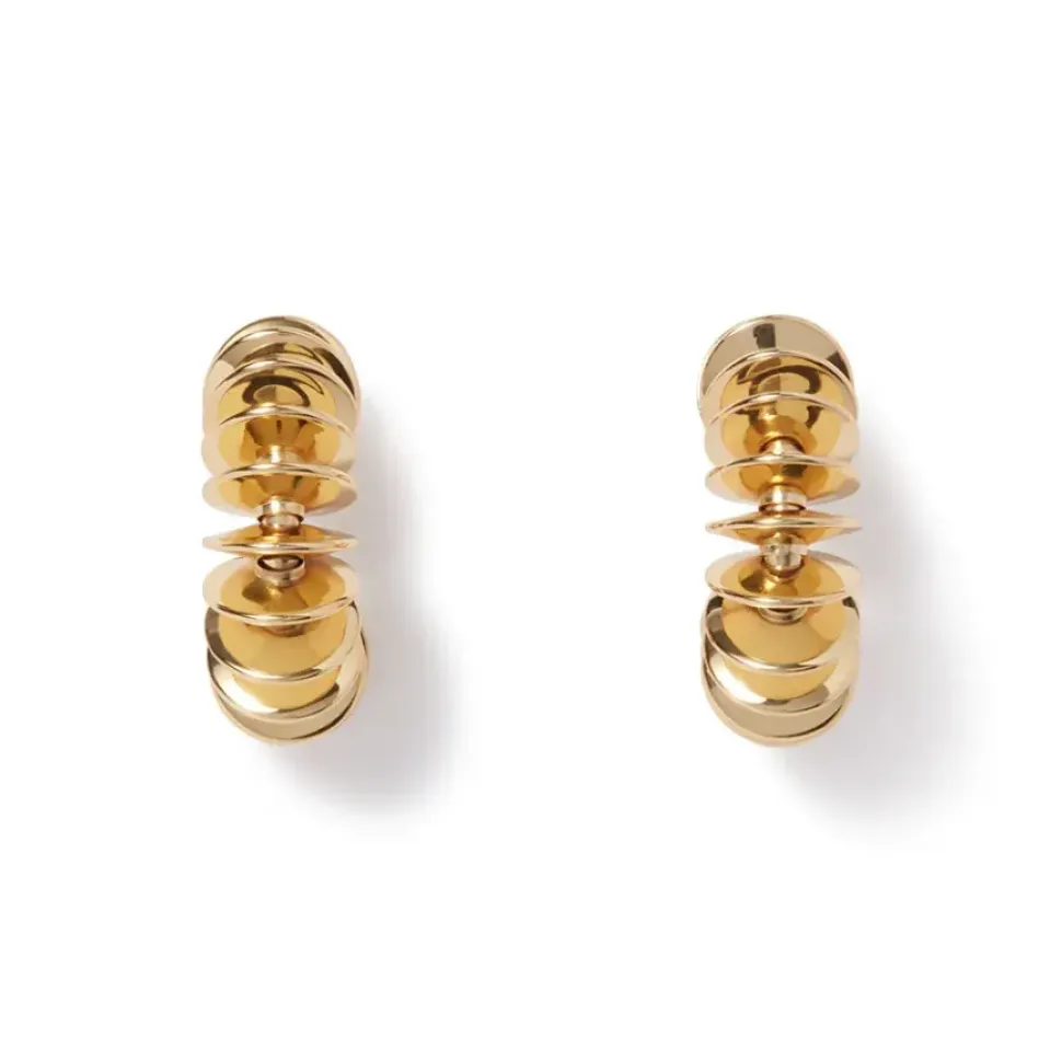 Golden Disc Necklace And Huggie Earrings Set
