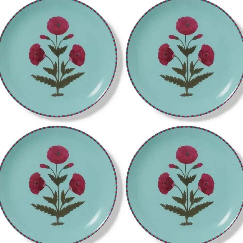 Good Earth Blooming Poppies Dinner Plate Set