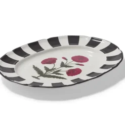 Good Earth Blooming Poppies Oval Platter