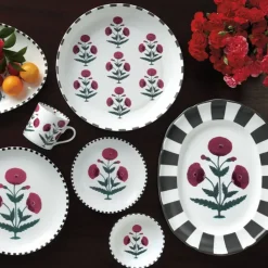 Good Earth Blooming Poppies Round Serving Dish
