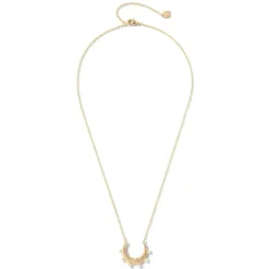 Hammered Crescent Pearl Pendant Necklace